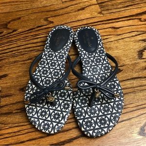 Kate Spade Black Bow Sandals with Patterned Sole